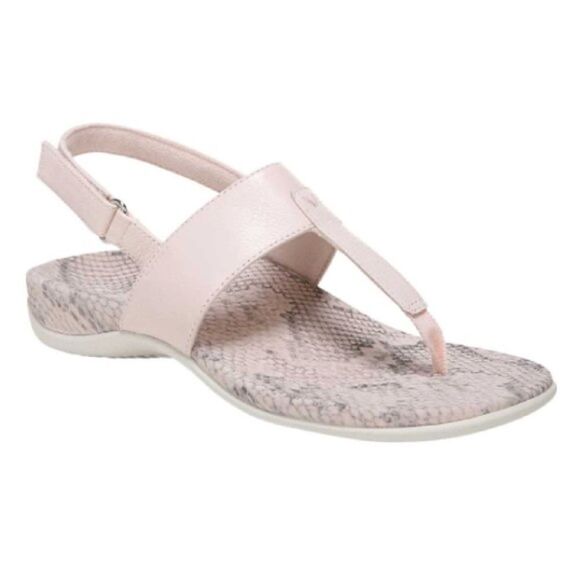 Vionic Tala Pink Leather/Snake T-Strap Thong Sandals Sz 9 - Picture 1 of 7